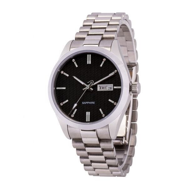 Custom Men's Wristwatch with Silver Stainless Steel Case and Strap 3ATM Fashionable Design Pointer Dial Display Glass Window