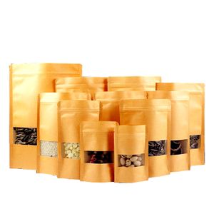 YURUI Resealable Bolsa Plastico Packaging Zipper Plastic Zip Lock Custom Printed Kraft Paper Bags with Window