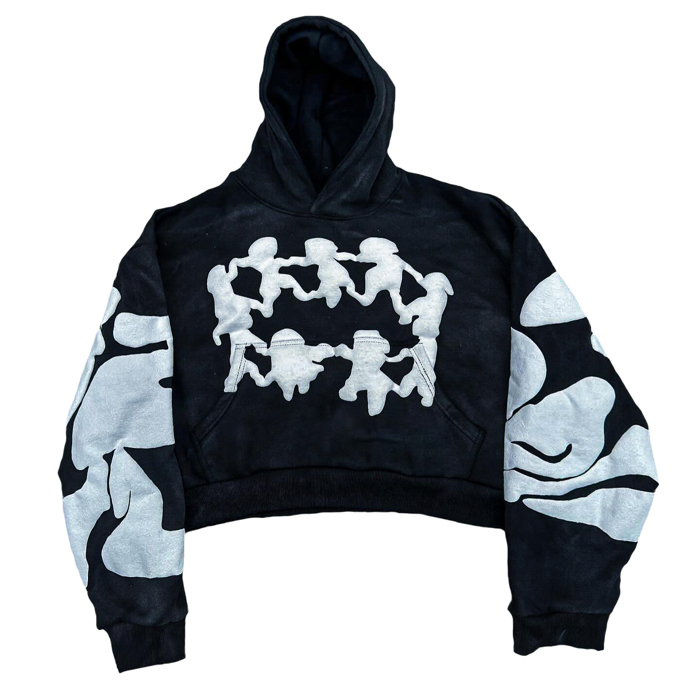 ALMIRS INTERNATIONAL Custom Wholesale 100% Cotton Luxury Pullover No String Boxy Heavyweight Oversized Letter Cropped Hoodie Puff Print full zip us