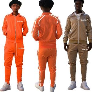 Private Label Custom Logo 3m Reflective Jogger Set Men Track Suit Tracksuit Set Slim Fit Zipper Two Piece Men's Tracksuit