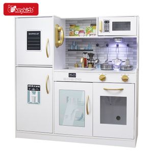 Hot Selling Cooking Pretend Play Modern White Wooden Kitchen Toy For Kids W10C529D