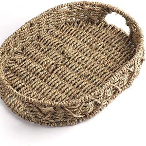Vintage Handmade Woven Rattan Serving Tray Coffee Table Tray Fancy Design Rattan Decorative Tray At Low Price