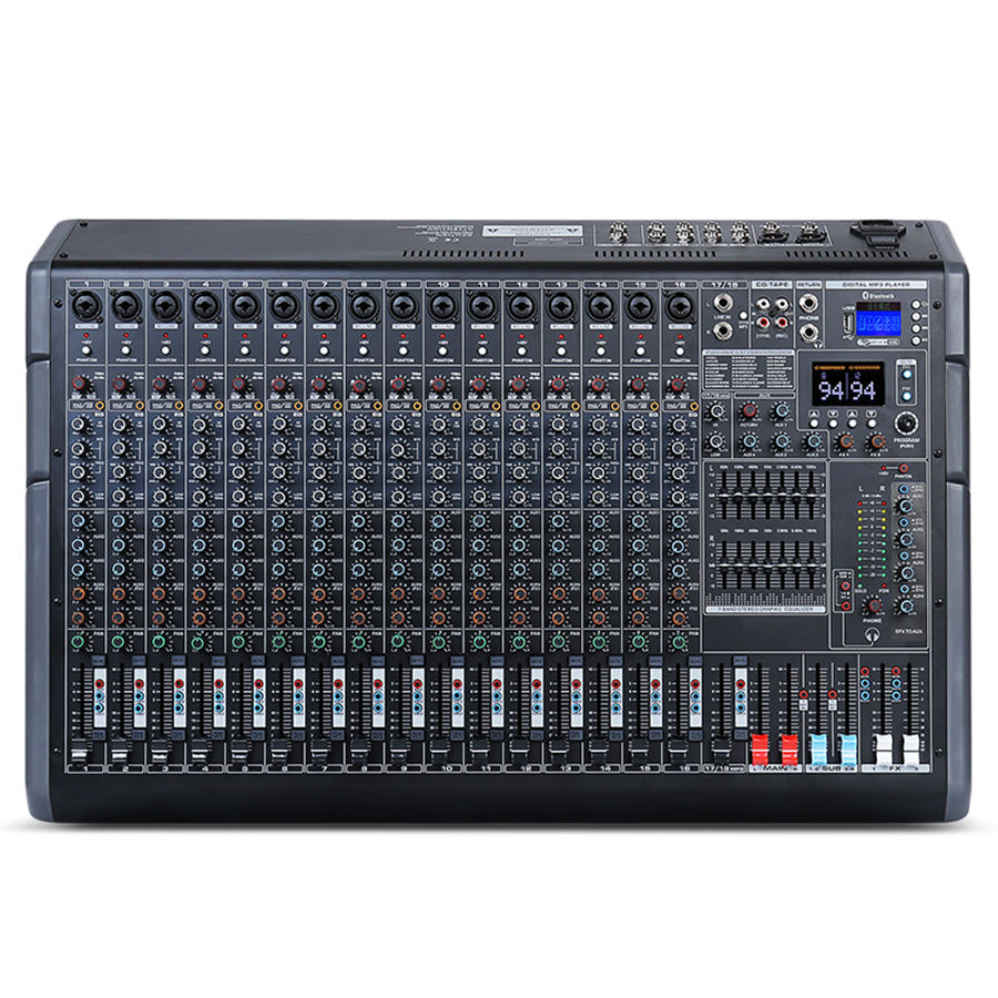 OEM PG18 Professional Built-in 7-Segment Balanced Adjustment 18 Channels Audio Mixer For Large Stage Performance