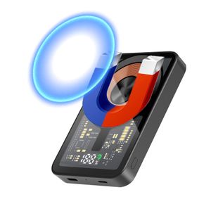 Magneticpower bank external battery 15W New mould mini portable 5000mah wireless magnetic charger crystal power bank for phones