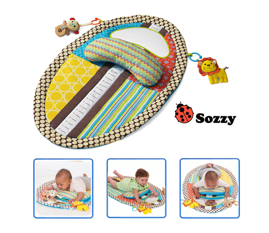 Sozzy discovery distorting mirror summer oval newborn tummy time baby play mat for baby child with pillow sensory toy ruler