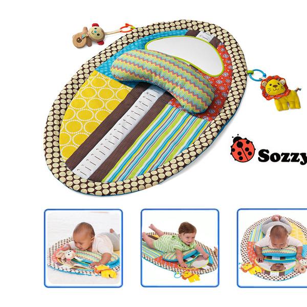 Sozzy discovery distorting mirror summer oval newborn tummy time baby play mat for baby child with pillow sensory toy ruler