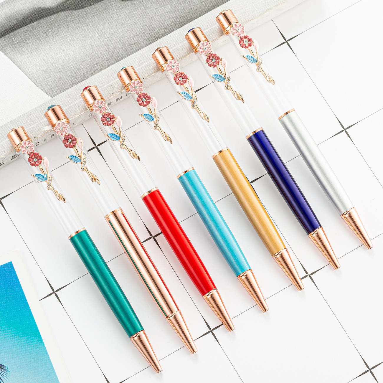 Nanchang Shuo Lei Culture Articles Co., Ltd. Novelty Japan Metal DIY Pen Advertising Gift Flower Pen Clip Gold Empty Pen