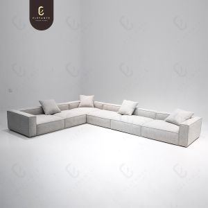 2024 New Product White Modern Italian Villa L Shape Modular Fabric Sofa Set Living Room Furniture Luxury Sectional Sofa