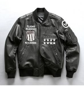 Custom embroidery patches leather bomber jacket men