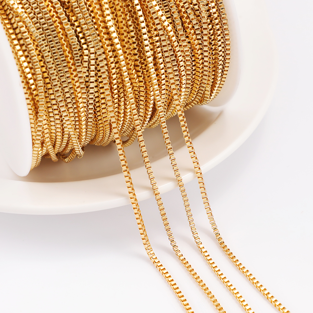 18k gold plated mens chain Used for party necklace making Not allergic Box chain 14k gold plated chain