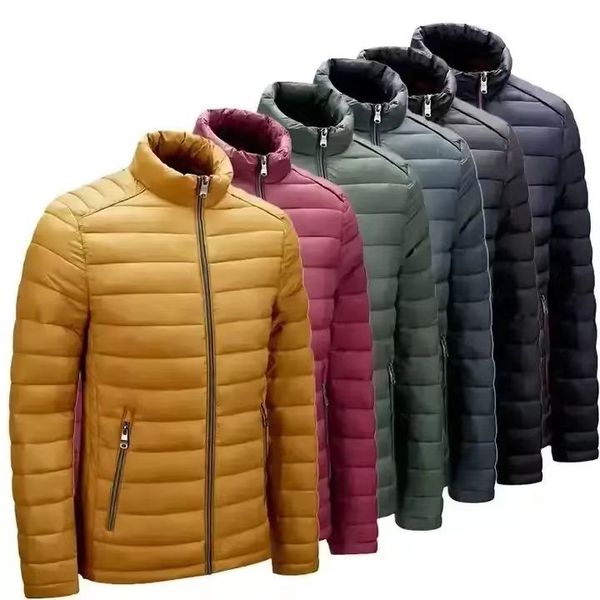 Wholesale outdoor lightweight warm feather custom logo nylon black hooded winter bladder filled down jackets for men