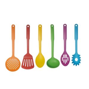 6 Pcs Colorful Heat Resistant Nylon Cooking Utensil Food Grade Nylon Kitchen Utensils Set with Anti Slip Handle