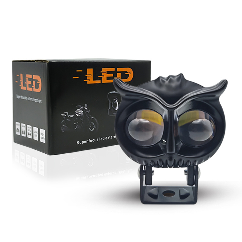 Guangzhou Yuezhi E-commerce Co., Ltd Ultra-thin owl yellow and white two-color small steel gun motorcycle electric vehicle LED double eye spotlights modification