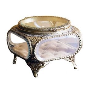 beveled Glass & Brass gold luxury Jewelry Box gift box wedding ring watch & jewelry packing Storage box