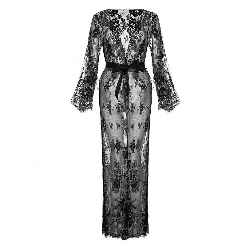 Quanzhou Licheng District Huachuang Clothing Firm Women Pajamas 2024 New Nightgown Sexy Transparent Lace Mesh Robe Women's Sleepwear