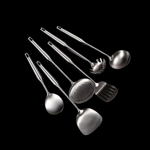 Kitchen Utensils Set 304 Stainless Steel All Metal Cooking Tools with Spatula, Ladle, Skimmer, Slotted Spatula, Spaghetti Server