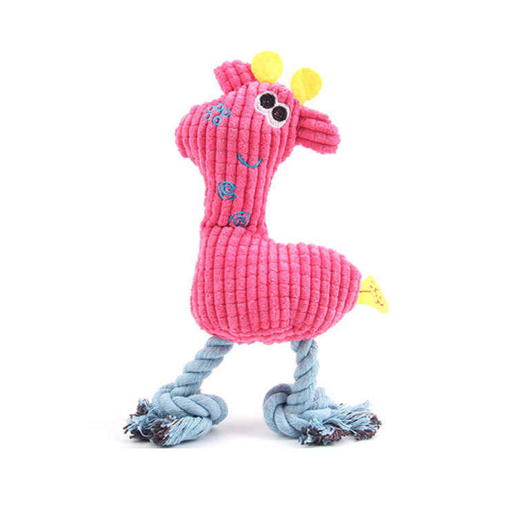 Hot-selling Wholesale Deer Animal Plush Stuffed Interactive Rope Toys Doll Customized New Pet Chewing  Squeaky Training Toys