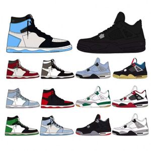 New 1s 4s Retro Basketball Running Sport Shoes University Blue Black Cats Sneakers Men Women Autumn Season Anti-Slippery