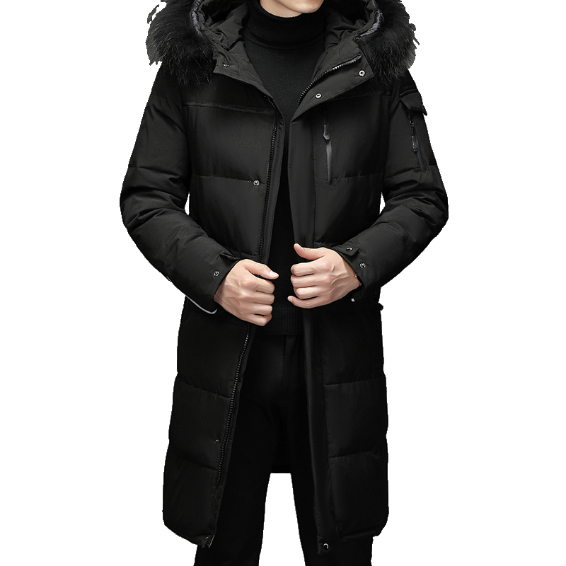 Puffer Jacket Casual Polyester Woven Outdoor Wear Mens Garment Warm Wholesale Custom New Winter Thickened Dark Long Down Coats