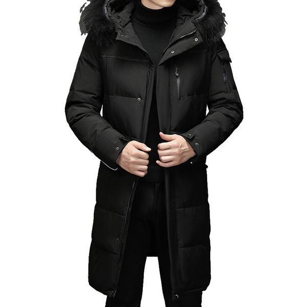 Puffer Jacket Casual Polyester Woven Outdoor Wear Mens Garment Warm Wholesale Custom New Winter Thickened Dark Long Down Coats