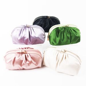 Purple Pearlescent Luxury silk cosmetic zipper bag Jewelry makeup bags Satin Evening Clutch Bags travel organizer products