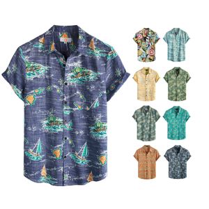 Wholesale custom logo full all over print button up resort vacation hawaiian shirts custom pattern print beach shirts