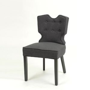 Hand carved french style black fabric covered button design chair solid wood used restaurant furniture(KY-3355)