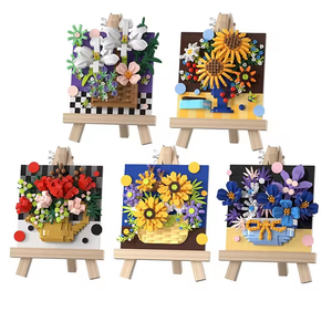 Micro Diamond Small Particle Assemble Sunflower Rose Eternal Flower Combining Exhibition block toys plastic building block set