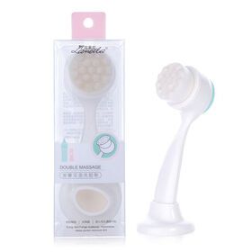 OEM Double Side Wool Fiber Silicone Facial Cleansing Brush Wash Face Portable Silicone Face Scrubber Exfoliator Brush C0350