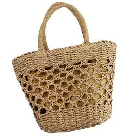 Wholesale Fashio Paper Straw Tote Bag Convenient Beach Bag Fashionable Weave Handbag with Double Strong Strength Handle-loops