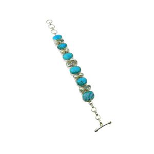 925 Sterling Silver Turquoise Multi Gemstone Bracelet Fashionable Fine Jewelry Rose Gold Finish New Trends Gift Charm Bracelets