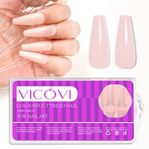 Wholesale Transparent Ice  Extended Nail Patch 240pcs/box Colorful T-step Coffin Ballerina Armor Soft Gel Nail Tips For Nail DIY