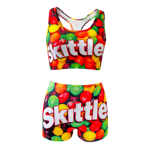 High Reputation Customized Two Piece Polyester Spandex Women Gym Clothes Sport Vest And Boxer Shorts Set For Women