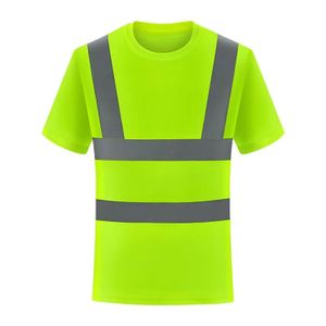 Custom LOGO Birdeye High Visibility T-Shirt Construction Security Short Sleeve Reflective Traffic Safety Work Road Shirt