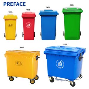 Preface Industrial Outdoor Wheelie Bin 120l 240l 360l 660l 1100l Mobile Street Garbage Bin Trash Can Foot Pedal Waste Bin