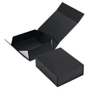 Custom logo printed flat pack folding corrugated die cut Black mailing magnetic  box