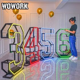 2023 WOWORK fushun new arrivals 1st birthday party favors large neon number baby shower decor supplies for event decorationPopular