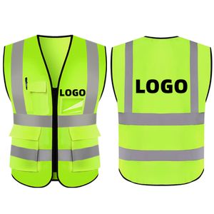 High Quality Custom LOGO Hi Vis Reflective Motorcycle Safety Workwear Reflect Tape Protective Vest Security Industrial Clothing