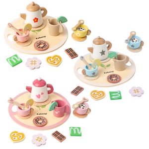 Hot sale wooden fun simulation exquisite afternoon tea set toy Montessori Pretend Play Toy Set For Kids Toddler Boys & Girls CE