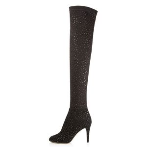 Custom Logo Fashion Hot Sale Leather Stiletto Heels Women Over Knee High heel Boots