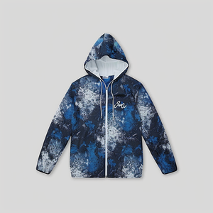 Wholesale Casual polyester waterproof men's windbreaker BlueTie Dye Breathable jackets