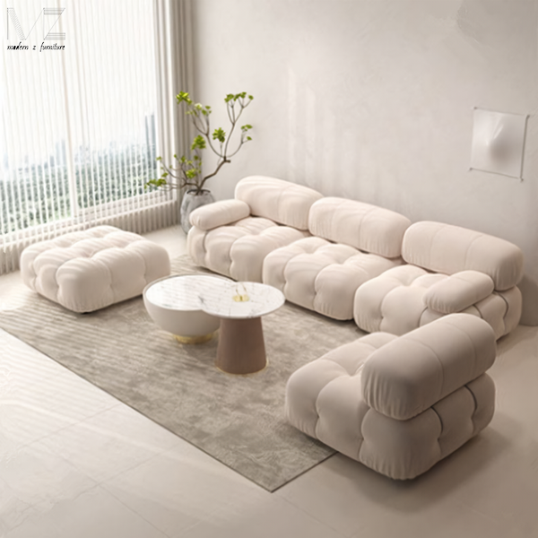 Luxury Sofa For Home Sensual Shapes Soft Elegant Cozy Boucle Curved Sofa Corner Designer Minimalist Modular Sectional Couch