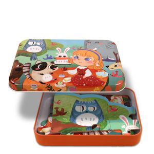 Iron Box Jigsaw Puzzles Children's Educational Early Education Cartoon Animal Transportation Advanced Jigsaw Puzzle Wooden Toys