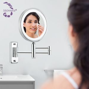 Carbon steel Metal frame Double Sided Hotel Bathroom Zoom White Chromium Mirror With LED Light