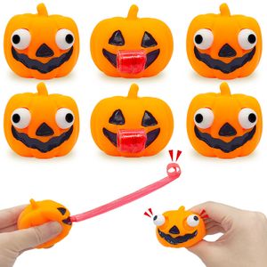 2024 Hot Sale TPR Halloween Pumpkin tongue Squeeze Toys Stress Relieve Toys Fidget Squishy toy for kids