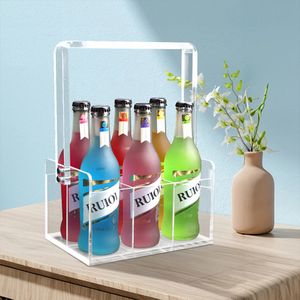 New design wholesale custom clear acrylic box organizer acrylic bottle holder with handles