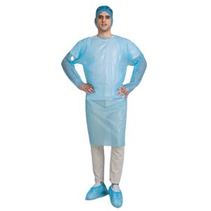 Eco-friendly CPE Hospital Gown Disposable Isolation Gown with Sleeves Waterproof Isolation Plastic Gown