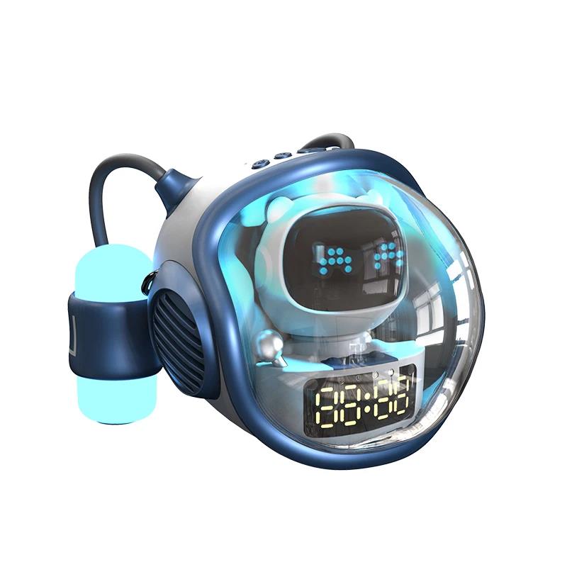 YING YAN M60 Spaceship Wireless Speaker Sound FM Radio Hands-Free Call RGB Night Light Display Alarm Clock Set AI Voice Inter