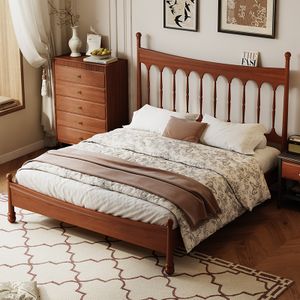 Modern Simple Solid Teak Oak Bed Frame King Double Sizes for Bedroom Living Room Home Panel Bunk Wooden Beds