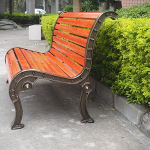 Patio Bench Wood Garden chair with Weave Back for Backyard Park Bench Outdoor Furniture Cast Aluminum Bench End